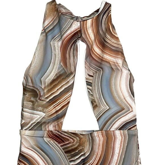 NWT Helen Owen Byblos Cutout Halter Cheeky High Cut One Piece Swimsuit SP Sand - Picture 3 of 16